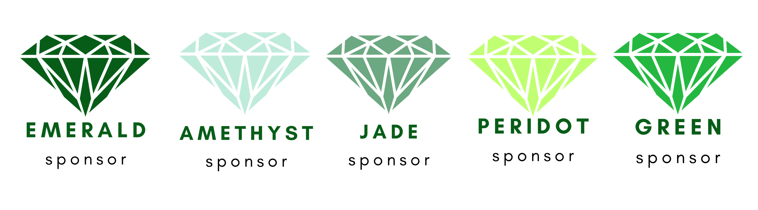 Photo of five diamond shapes in different shade of green. 